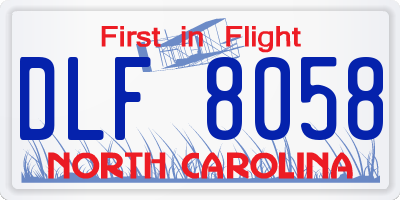 NC license plate DLF8058