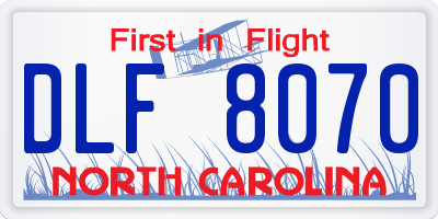NC license plate DLF8070