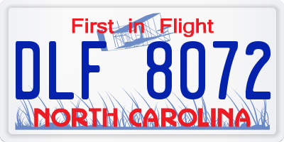 NC license plate DLF8072