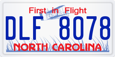 NC license plate DLF8078