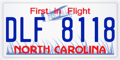 NC license plate DLF8118