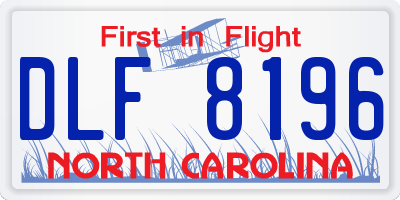 NC license plate DLF8196