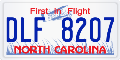 NC license plate DLF8207