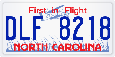 NC license plate DLF8218