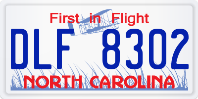 NC license plate DLF8302
