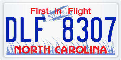 NC license plate DLF8307