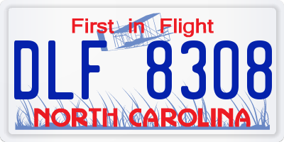 NC license plate DLF8308