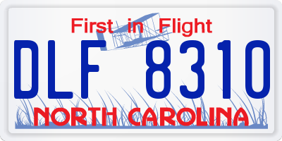 NC license plate DLF8310