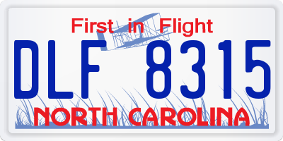 NC license plate DLF8315