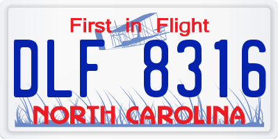 NC license plate DLF8316
