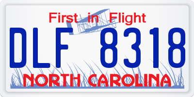 NC license plate DLF8318