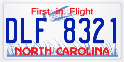NC license plate DLF8321