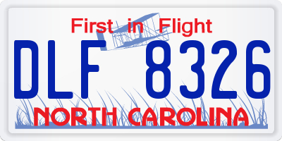 NC license plate DLF8326