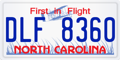 NC license plate DLF8360