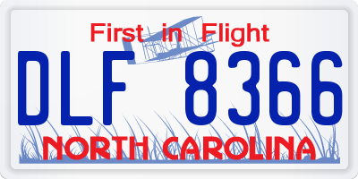 NC license plate DLF8366