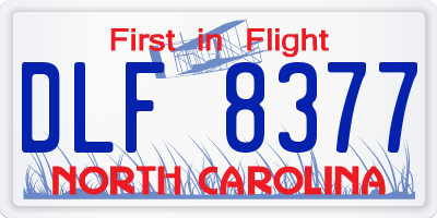 NC license plate DLF8377