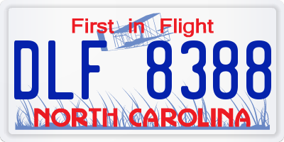 NC license plate DLF8388