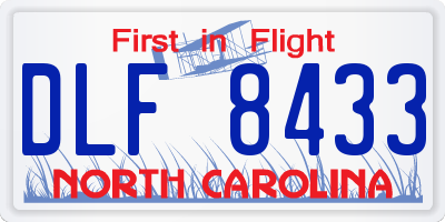 NC license plate DLF8433