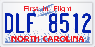 NC license plate DLF8512