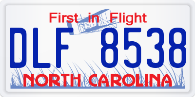 NC license plate DLF8538