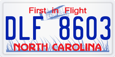 NC license plate DLF8603