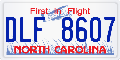 NC license plate DLF8607