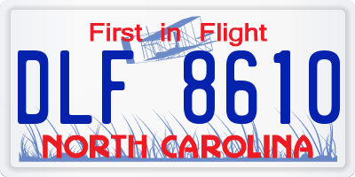 NC license plate DLF8610