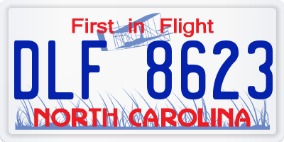NC license plate DLF8623