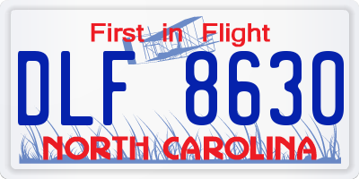 NC license plate DLF8630