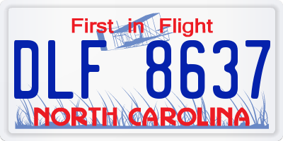 NC license plate DLF8637
