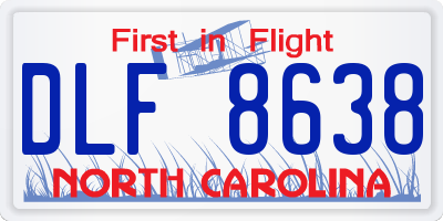 NC license plate DLF8638