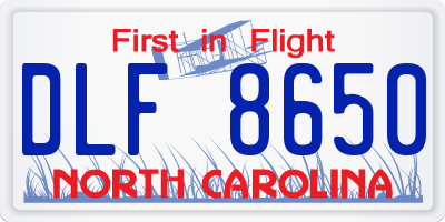 NC license plate DLF8650