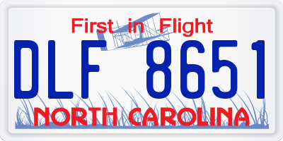 NC license plate DLF8651