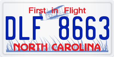NC license plate DLF8663
