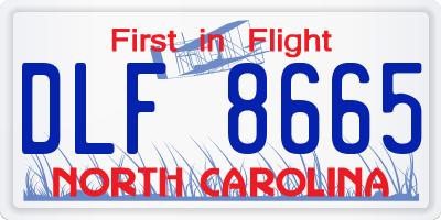 NC license plate DLF8665