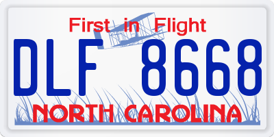 NC license plate DLF8668