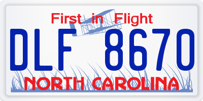 NC license plate DLF8670