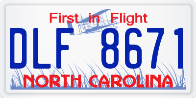 NC license plate DLF8671