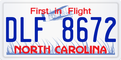 NC license plate DLF8672