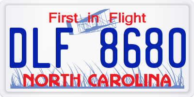NC license plate DLF8680
