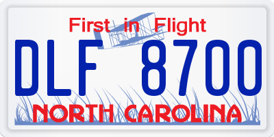 NC license plate DLF8700