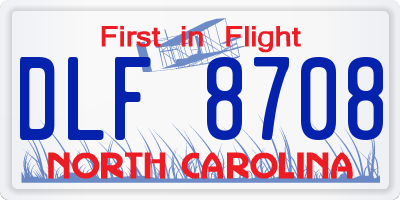 NC license plate DLF8708