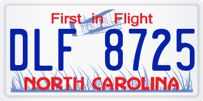 NC license plate DLF8725