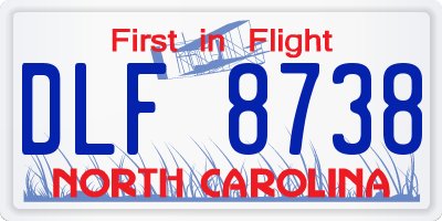 NC license plate DLF8738