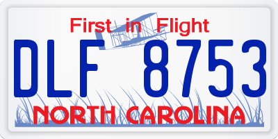 NC license plate DLF8753