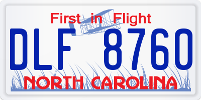 NC license plate DLF8760
