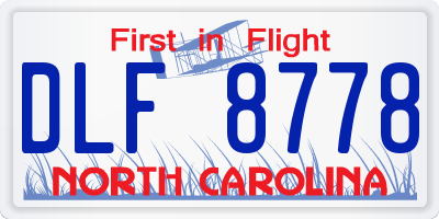 NC license plate DLF8778