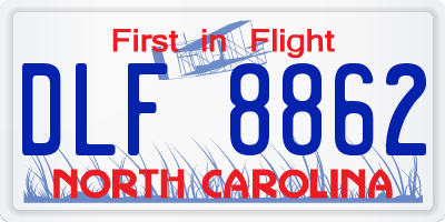 NC license plate DLF8862