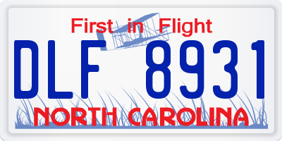 NC license plate DLF8931