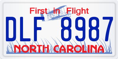 NC license plate DLF8987